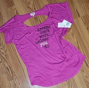 NWT "dreams don't work unless you do" Pink Lotus